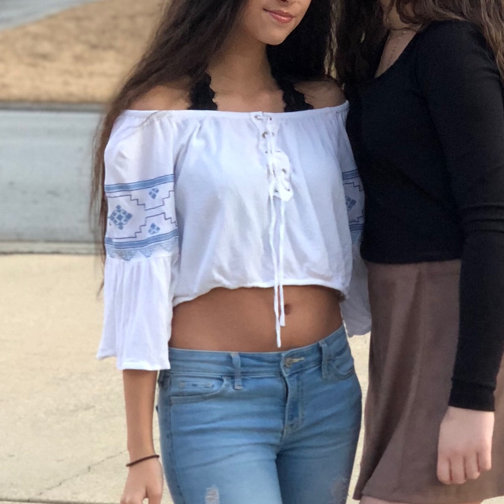 White off the shoulders shirt
